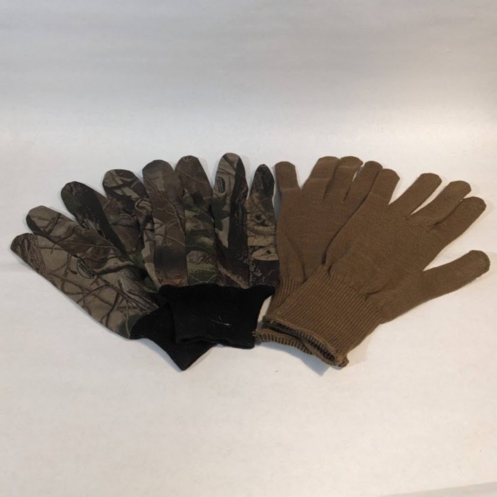 Realtree Camouflage Gloves & Knit Brown Gloves 2-Pack Hunting Outdoor Camp L/XL
